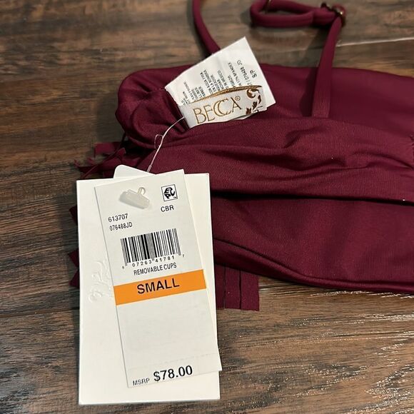 NWT Becca by Rebecca Virtue Fringe Bandeau Bikini Top - Size Small - Picture 6 of 8